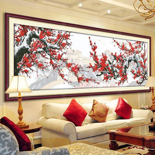 treo tranh hoa đào